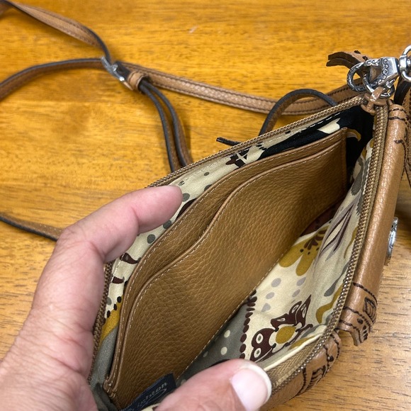 Brighton Brown Tri-Fold Wallet Crossbody Bag with Strap Y2K Small Classic - Picture 6 of 16